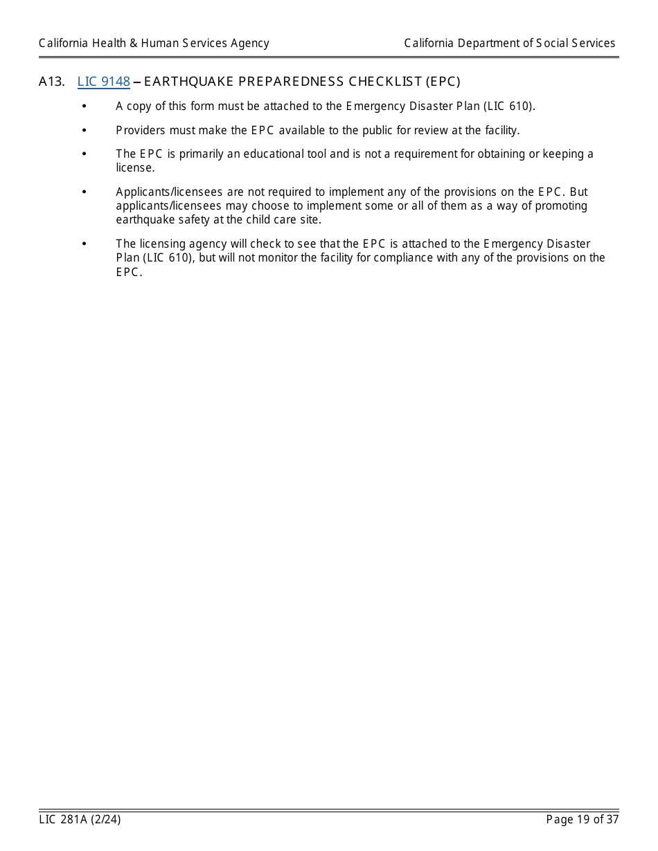 Form LIC281A Application Booklet for Child Care Centers - California, Page 19