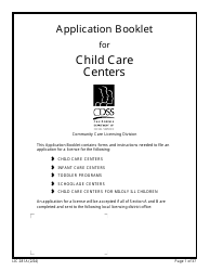 Form LIC281A Application Booklet for Child Care Centers - California