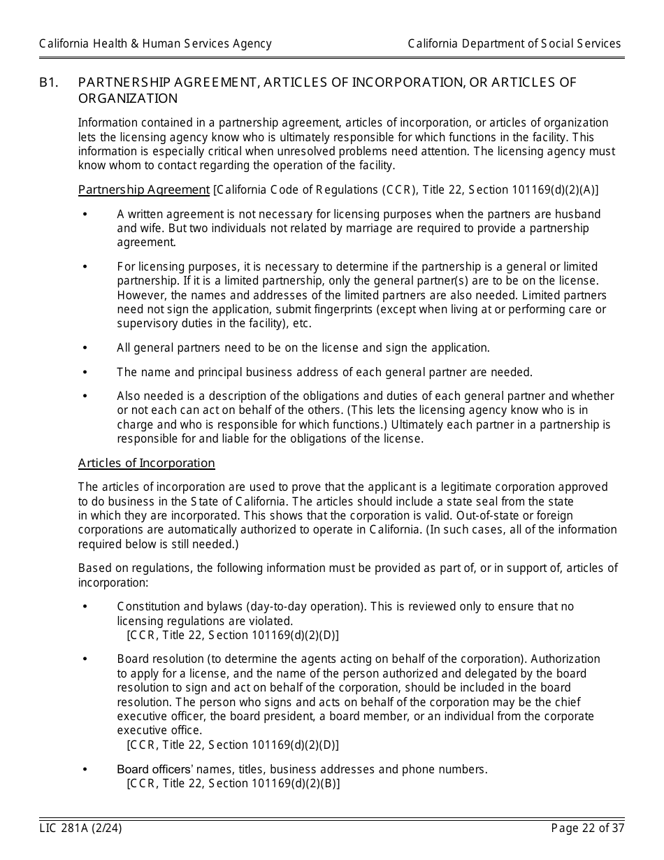 Form LIC281A Application Booklet for Child Care Centers - California, Page 22