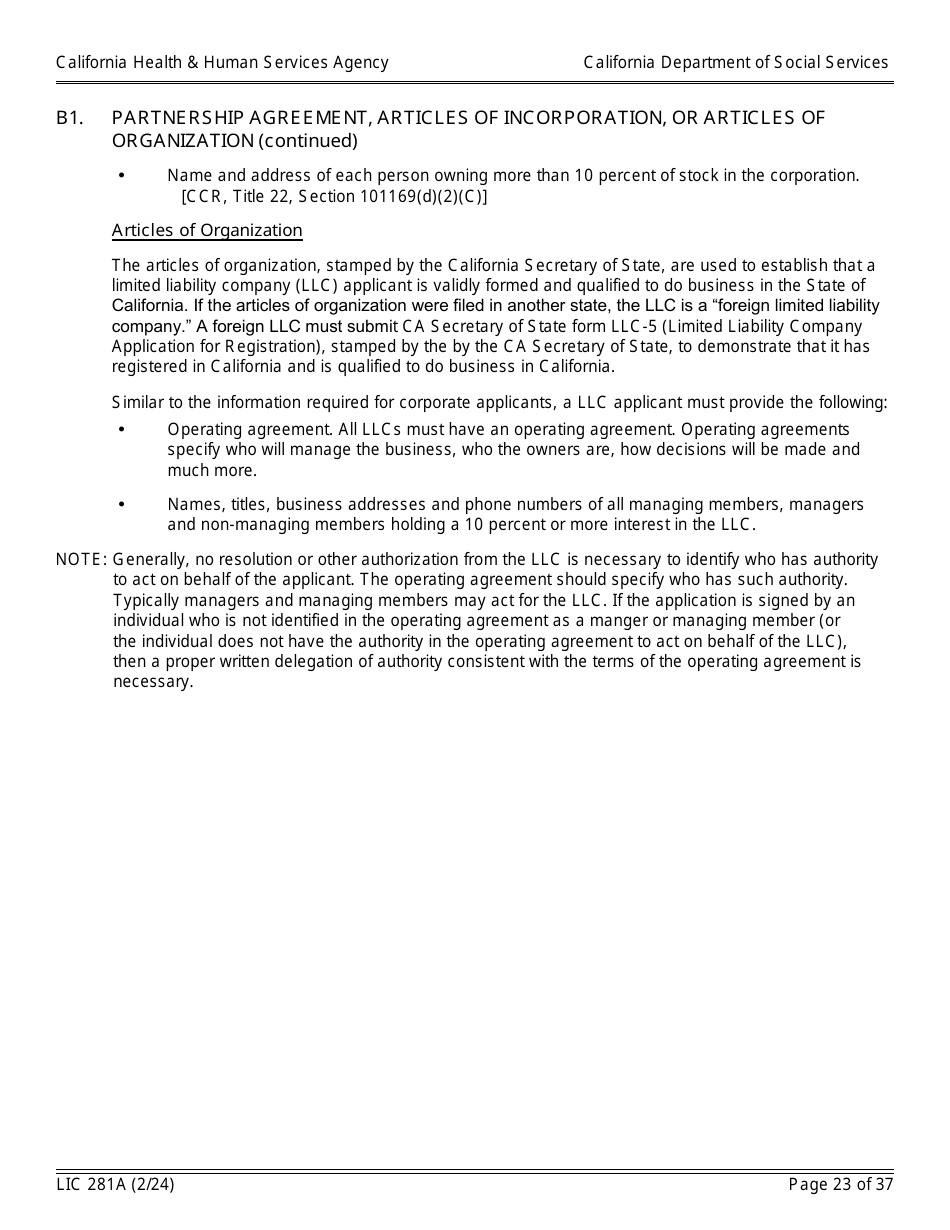 Form LIC281A Application Booklet for Child Care Centers - California, Page 23