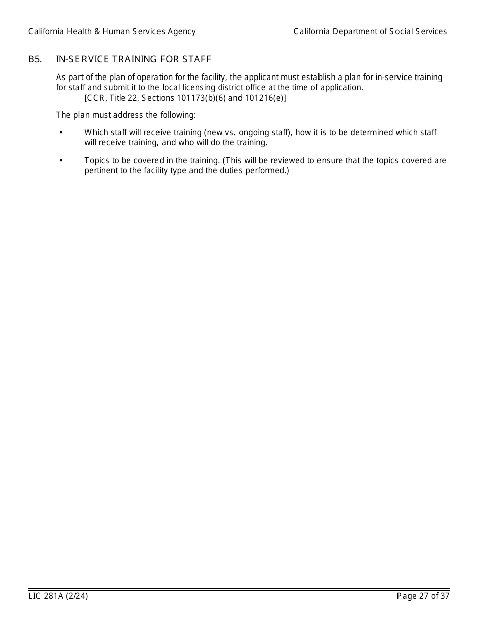 Form LIC281A Application Booklet for Child Care Centers - California, Page 27