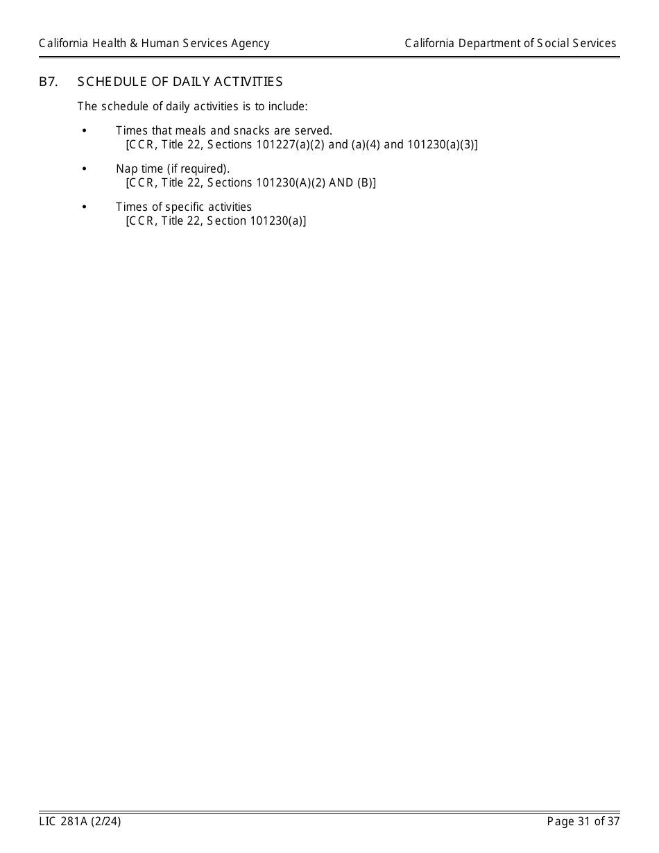 Form LIC281A Application Booklet for Child Care Centers - California, Page 31