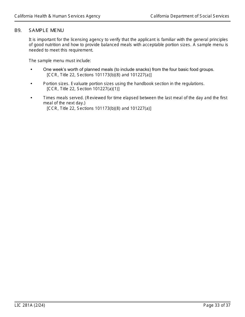 Form LIC281A Application Booklet for Child Care Centers - California, Page 33