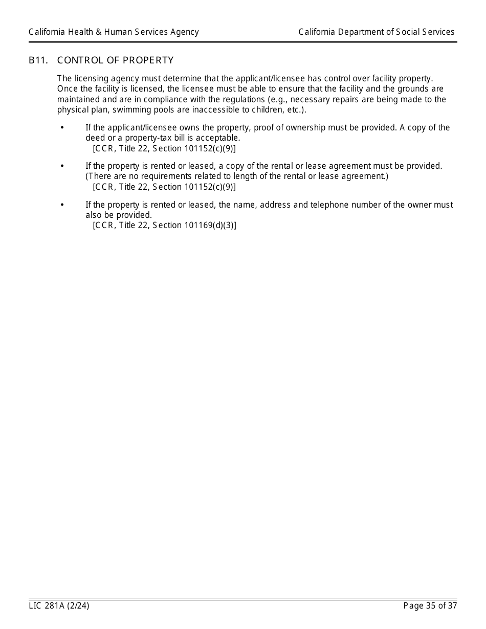 Form LIC281A Application Booklet for Child Care Centers - California, Page 35