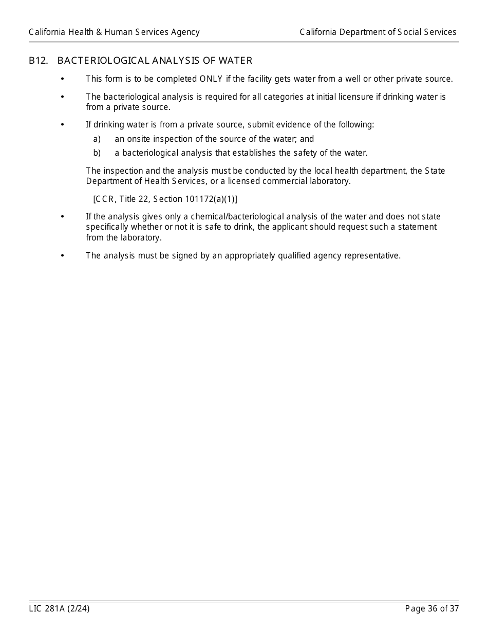 Form LIC281A Application Booklet for Child Care Centers - California, Page 36