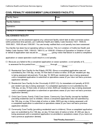 Document preview: Form LIC421A Civil Penalty Assessment (Unlicensed Facility) - California