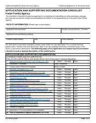 Document preview: Form LIC281D Application and Supporting Documentation Checklist - Foster Family Agency - California