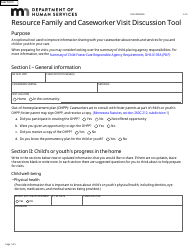 Form DHS-7889-ENG Resource Family and Caseworker Visit Discussion Tool - Minnesota