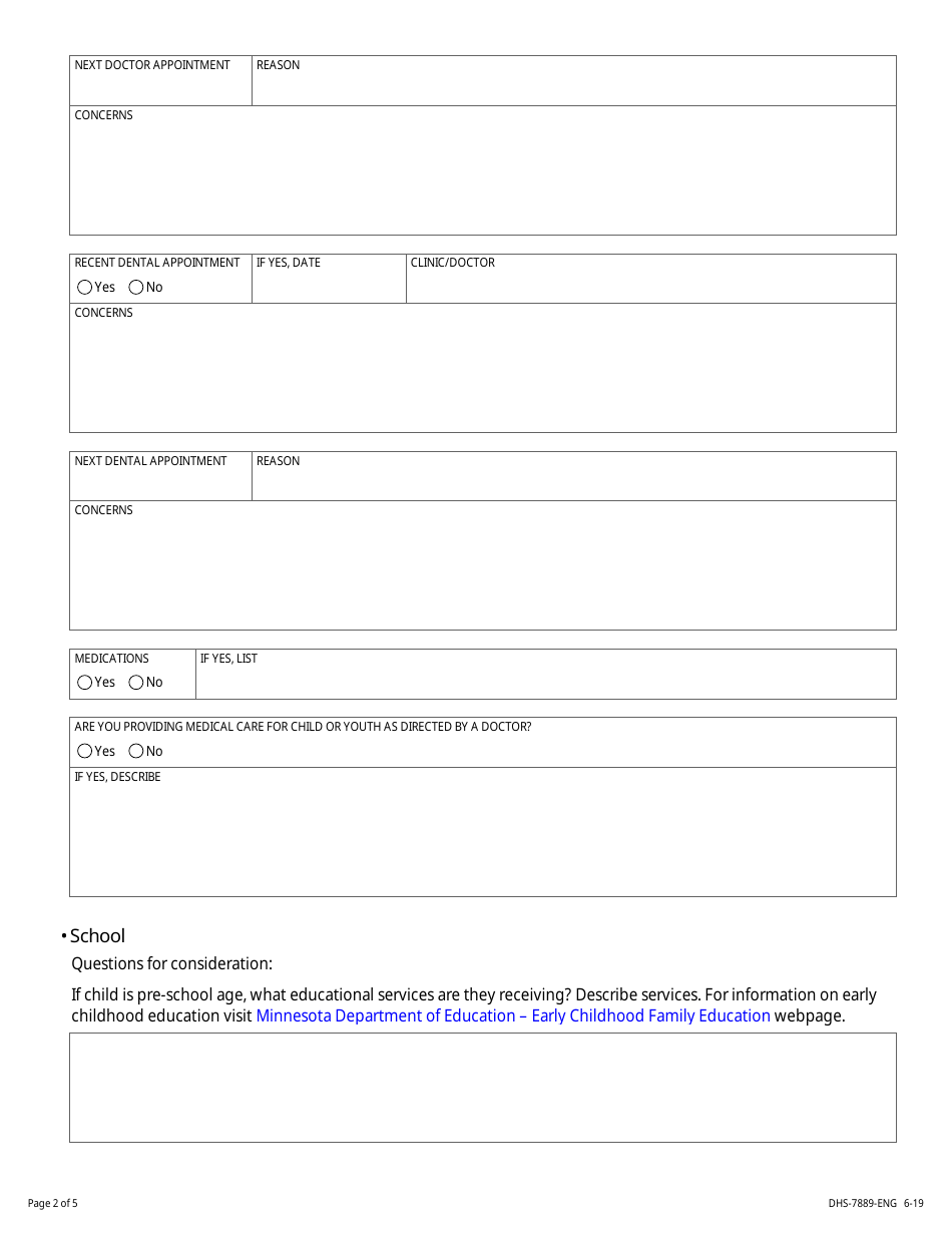 Form DHS-7889-ENG Resource Family and Caseworker Visit Discussion Tool - Minnesota, Page 2