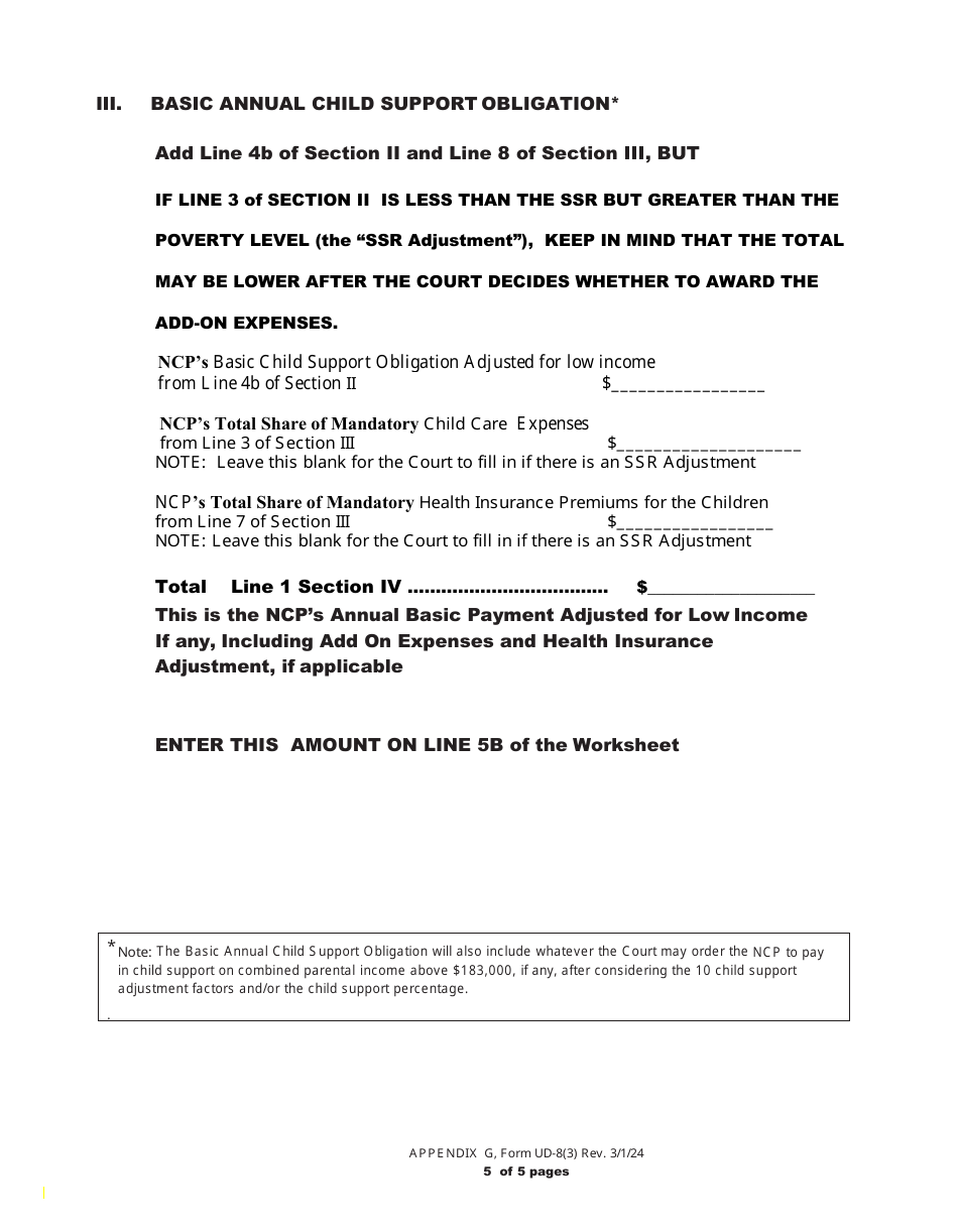 Form UD-8(3) Child Support Worksheet - New York, Page 9