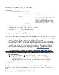 Document preview: Combined Worksheet for-Postdivorce Maintenance Guidelines and, if Applicable, Child Support Standards Act (For Contested Cases) - New York