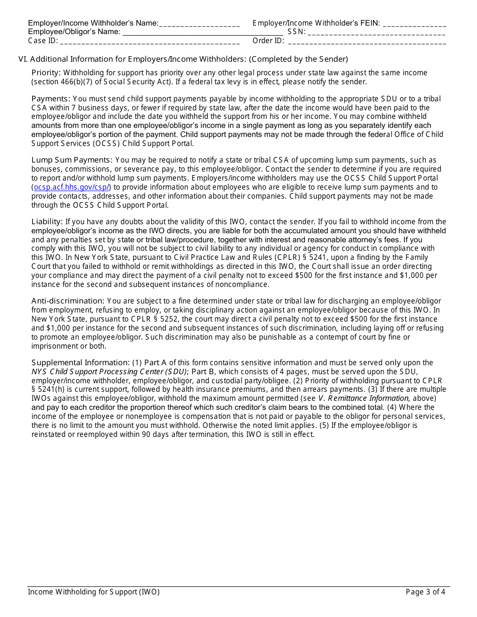 Form LDSS-5037 Non-IV-D Income Withholding Order / Notice for Support - New York, Page 5
