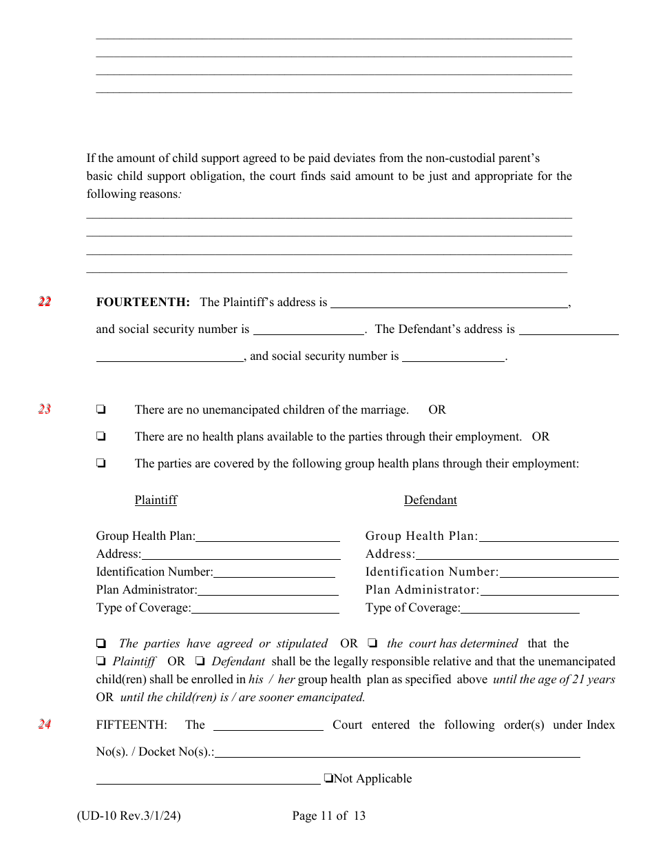 Form UD-10 Findings of Fact and Conclusions of Law - New York, Page 11