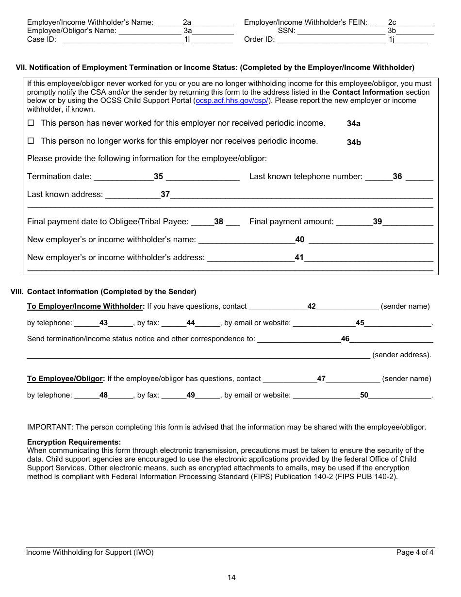 Instructions for Form LDSS-5037, LDSS-5038 Income Withholding for Support - New York, Page 14