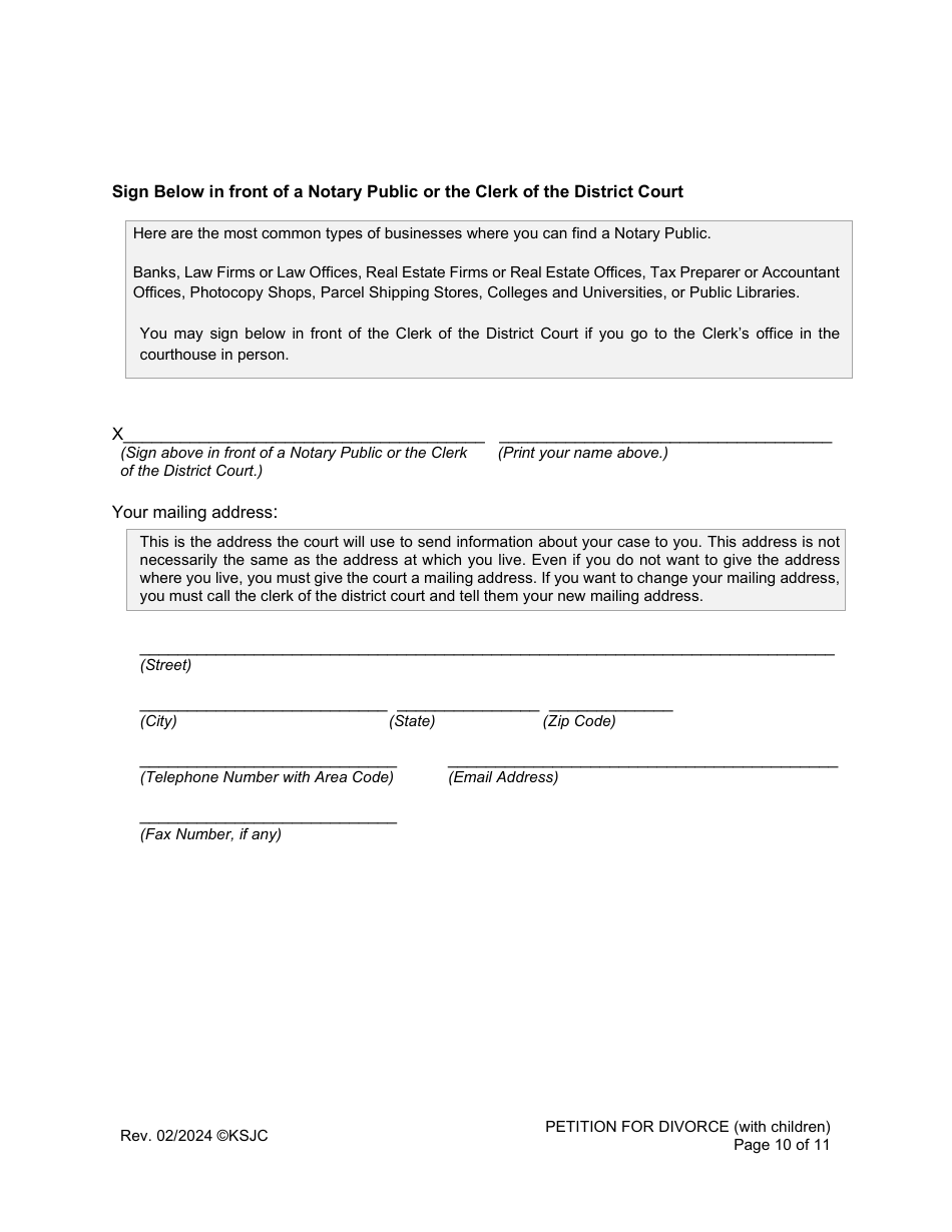 Petition for Divorce (With Children) - Kansas, Page 10