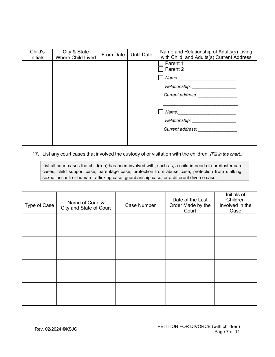 Petition for Divorce (With Children) - Kansas, Page 7