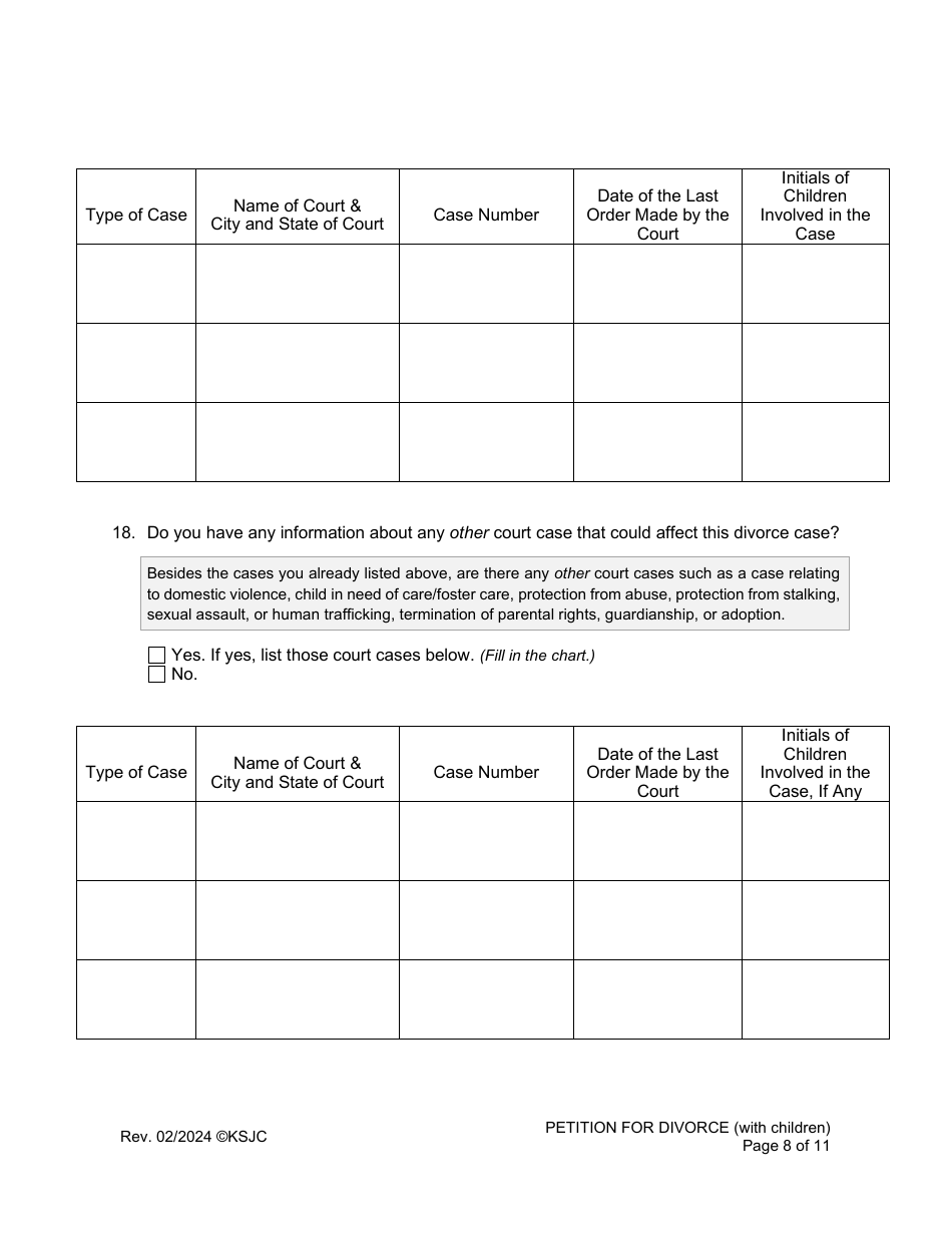 Petition for Divorce (With Children) - Kansas, Page 8