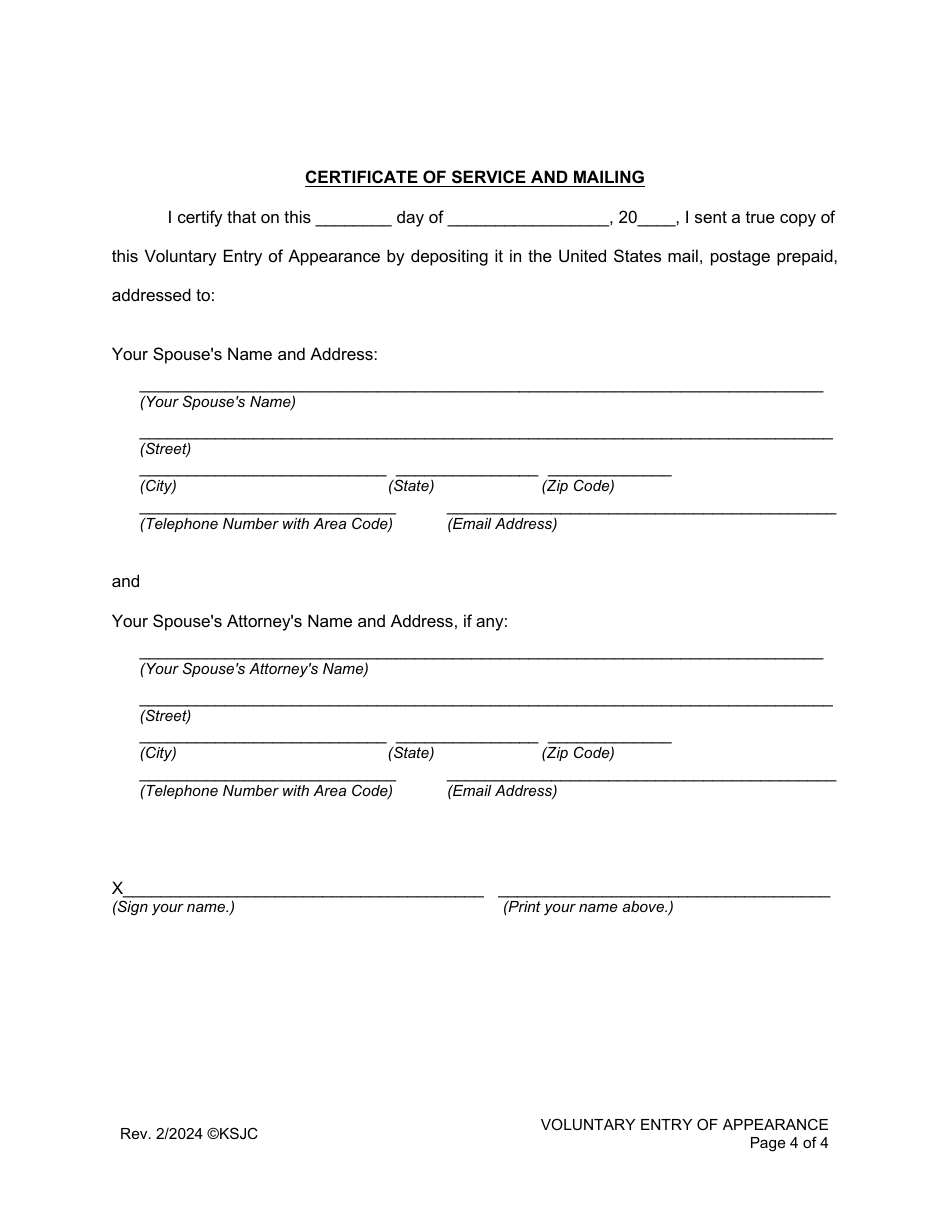 Voluntary Entry of Appearance - Kansas, Page 4