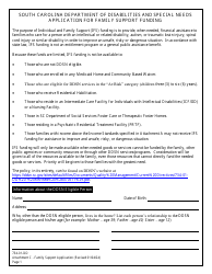 Form 734-01-DD Attachment C Application for Family Support Funding - South Carolina