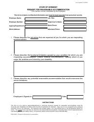 Document preview: Form PER-RAR01 Request for Reasonable Accommodation - Vermont