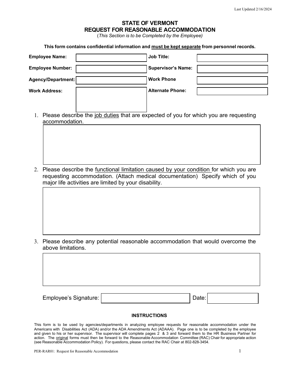Form PER-RAR01 Download Fillable PDF or Fill Online Request for ...