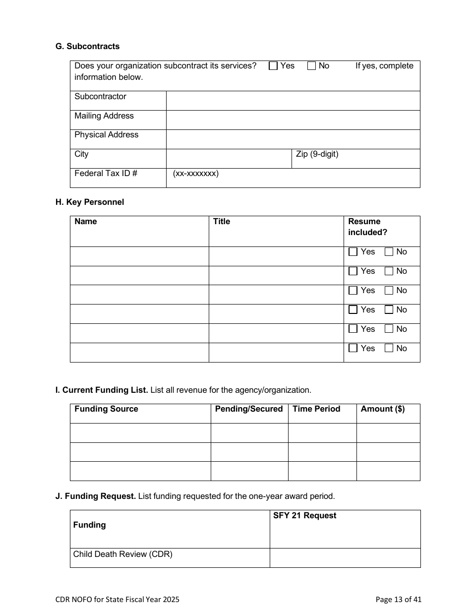 Notice of Funding Opportunity - Child Death Review Funding (Cdr) Application - Nevada, Page 12
