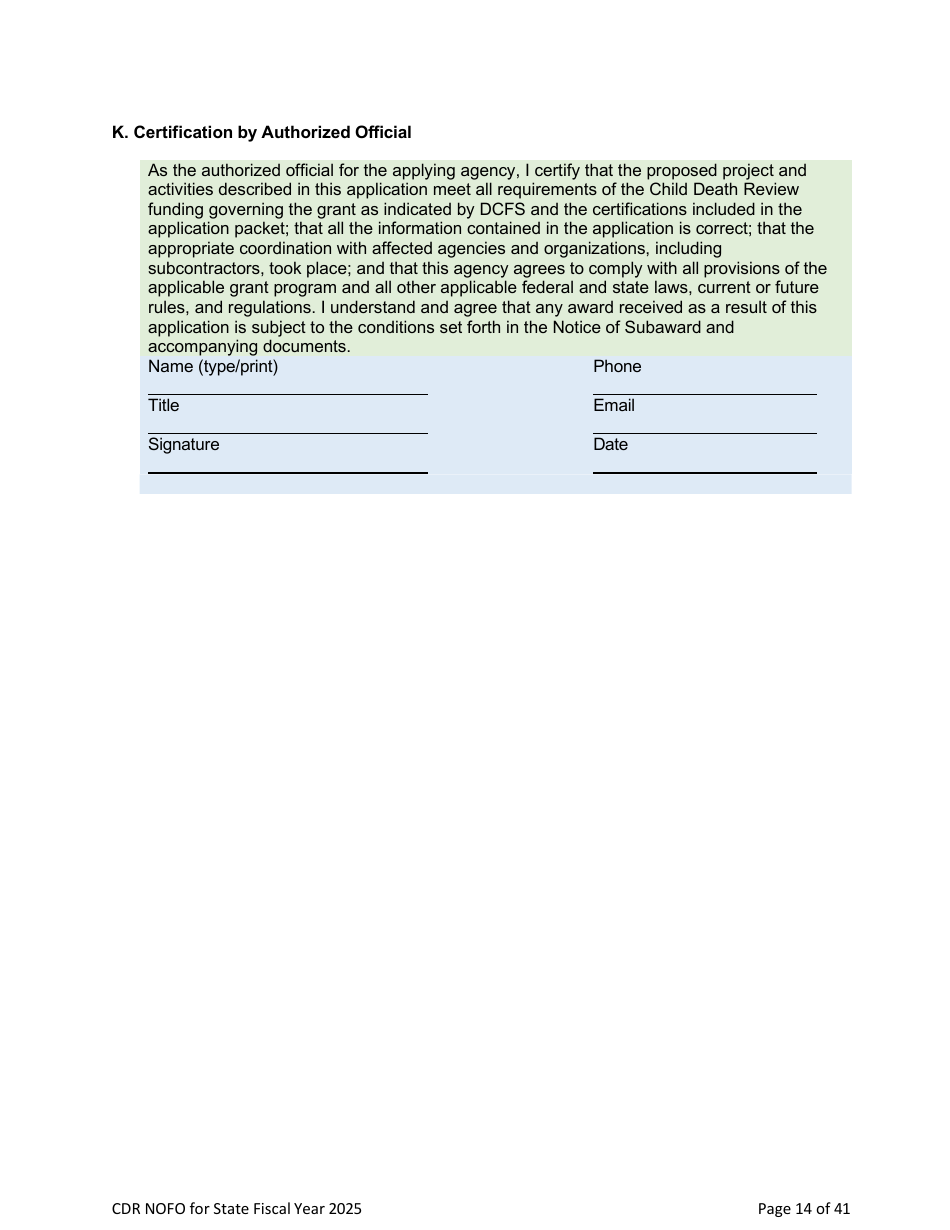 Notice of Funding Opportunity - Child Death Review Funding (Cdr) Application - Nevada, Page 13