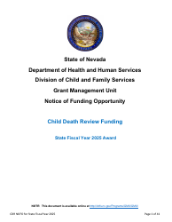 Notice of Funding Opportunity - Child Death Review Funding (Cdr) Application - Nevada