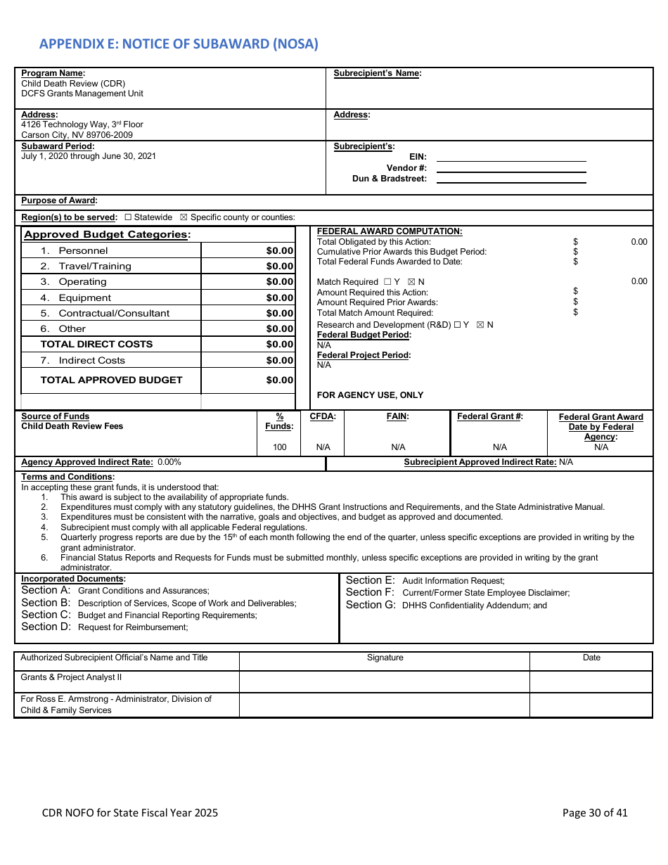 Notice of Funding Opportunity - Child Death Review Funding (Cdr) Application - Nevada, Page 29