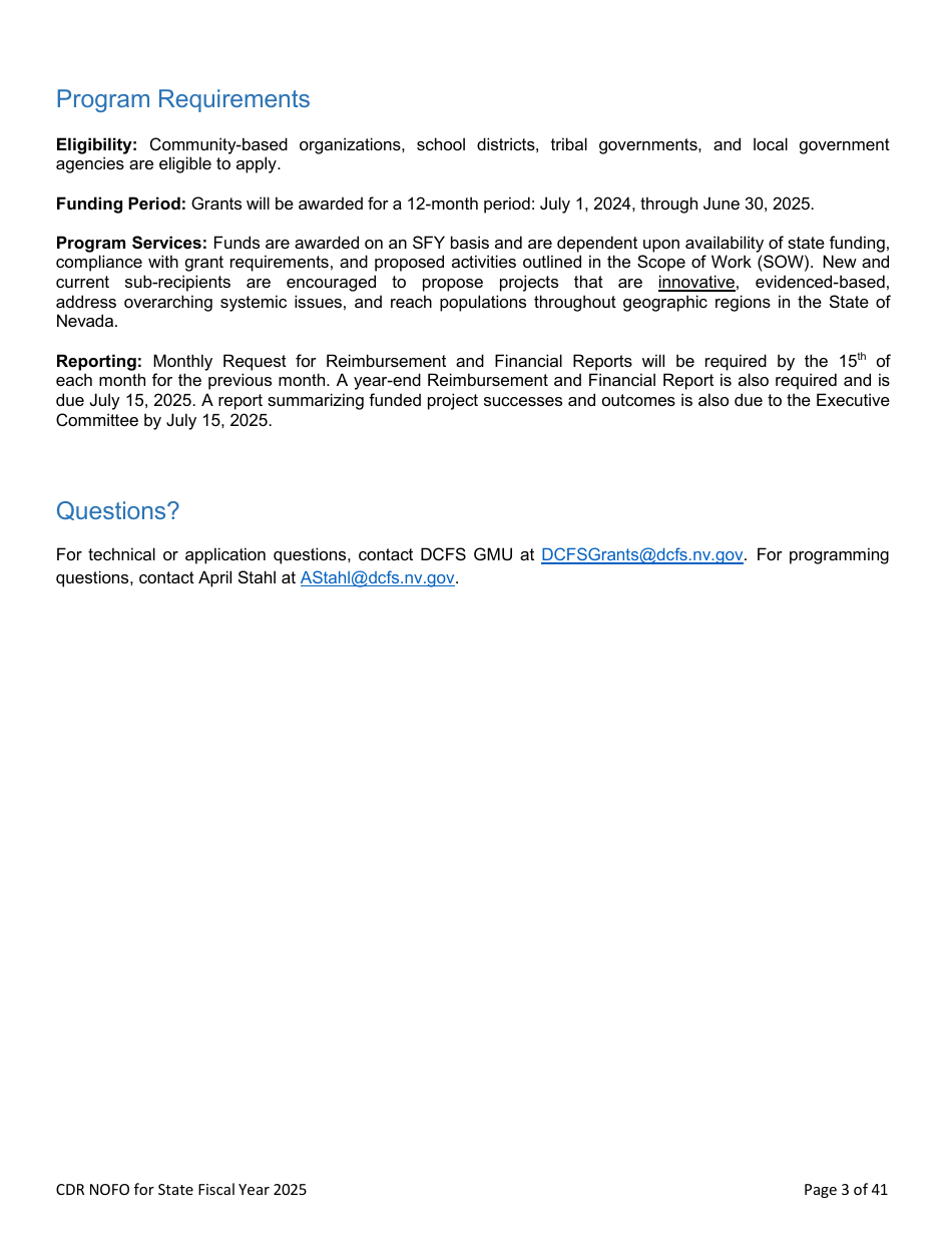 Notice of Funding Opportunity - Child Death Review Funding (Cdr) Application - Nevada, Page 3