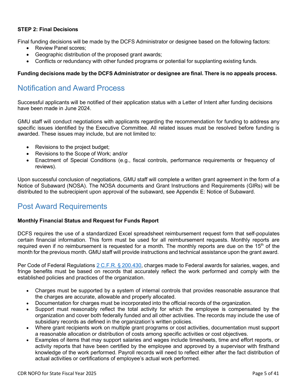 Notice of Funding Opportunity - Child Death Review Funding (Cdr) Application - Nevada, Page 5