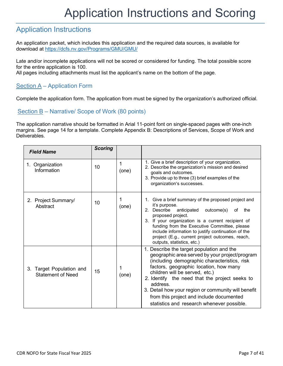 Notice of Funding Opportunity - Child Death Review Funding (Cdr) Application - Nevada, Page 7