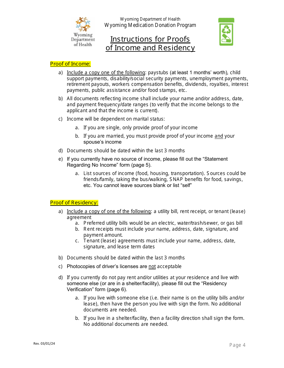 Application for Eligibility - Wyoming Medication Donation Program - Wyoming, Page 5