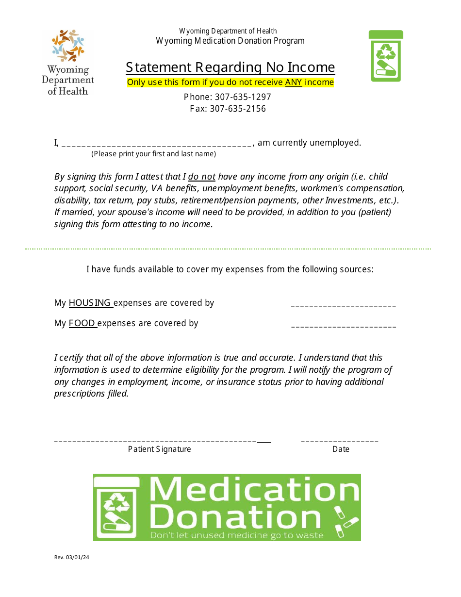 Application for Eligibility - Wyoming Medication Donation Program - Wyoming, Page 6