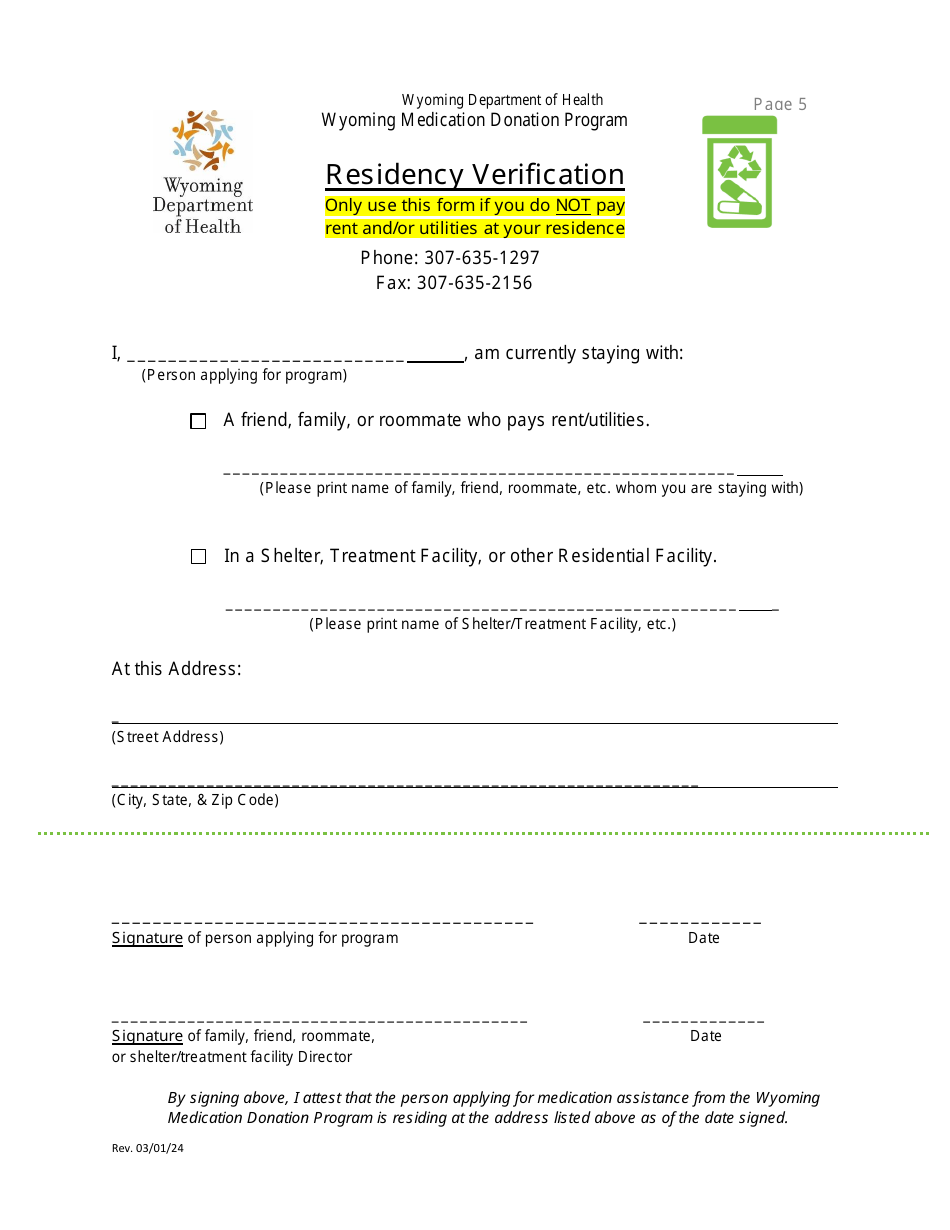 Application for Eligibility - Wyoming Medication Donation Program - Wyoming, Page 7