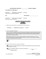 Document preview: Answer to Petition for Divorce (Disagree) (With Children) - Kansas