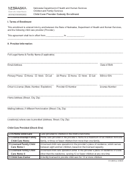 Document preview: Form CC-9B Child Care Provider Subsidy Enrollment - Nebraska
