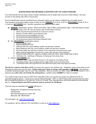 Form SFN5531 Request for Certified Copy of a Death Record - North Dakota, Page 2