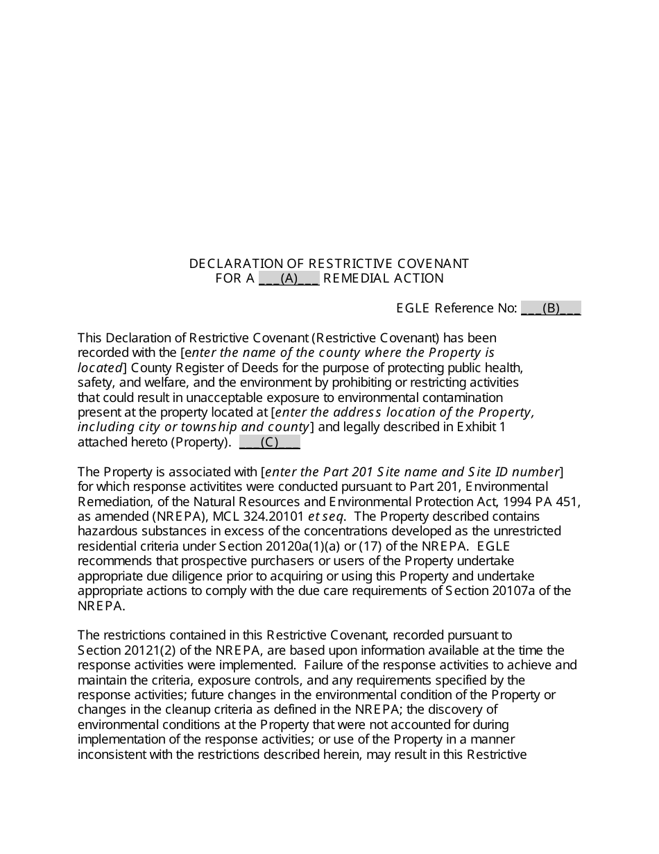 Form EQP4508 Declaration of Restrictive Covenant - Michigan, Page 14