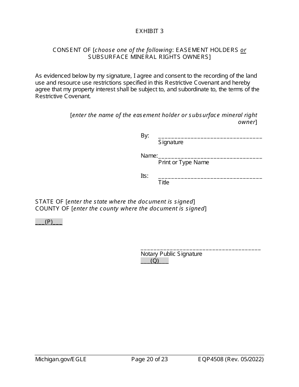 Form EQP4508 Declaration of Restrictive Covenant - Michigan, Page 20