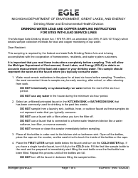 Form EQP5857 Drinking Water Lead and Copper Sampling Instructions for Sites With Lead Service Lines - Michigan