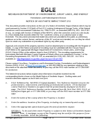 Document preview: Form EQP3887 Notice of Aesthetic Impact Under Part 213 - Michigan
