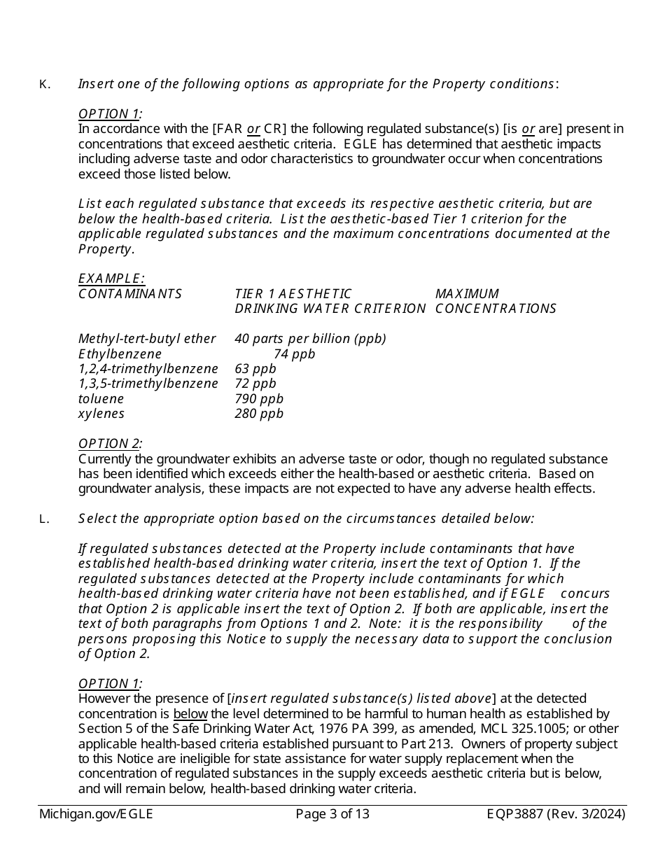 Form EQP3887 Notice of Aesthetic Impact Under Part 213 - Michigan, Page 3