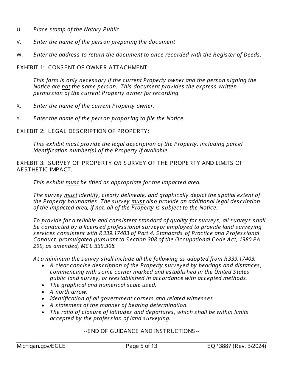 Form EQP3887 Notice of Aesthetic Impact Under Part 213 - Michigan, Page 5