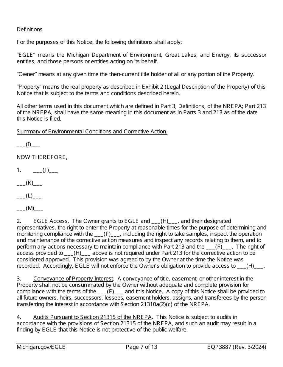 Form EQP3887 Notice of Aesthetic Impact Under Part 213 - Michigan, Page 7