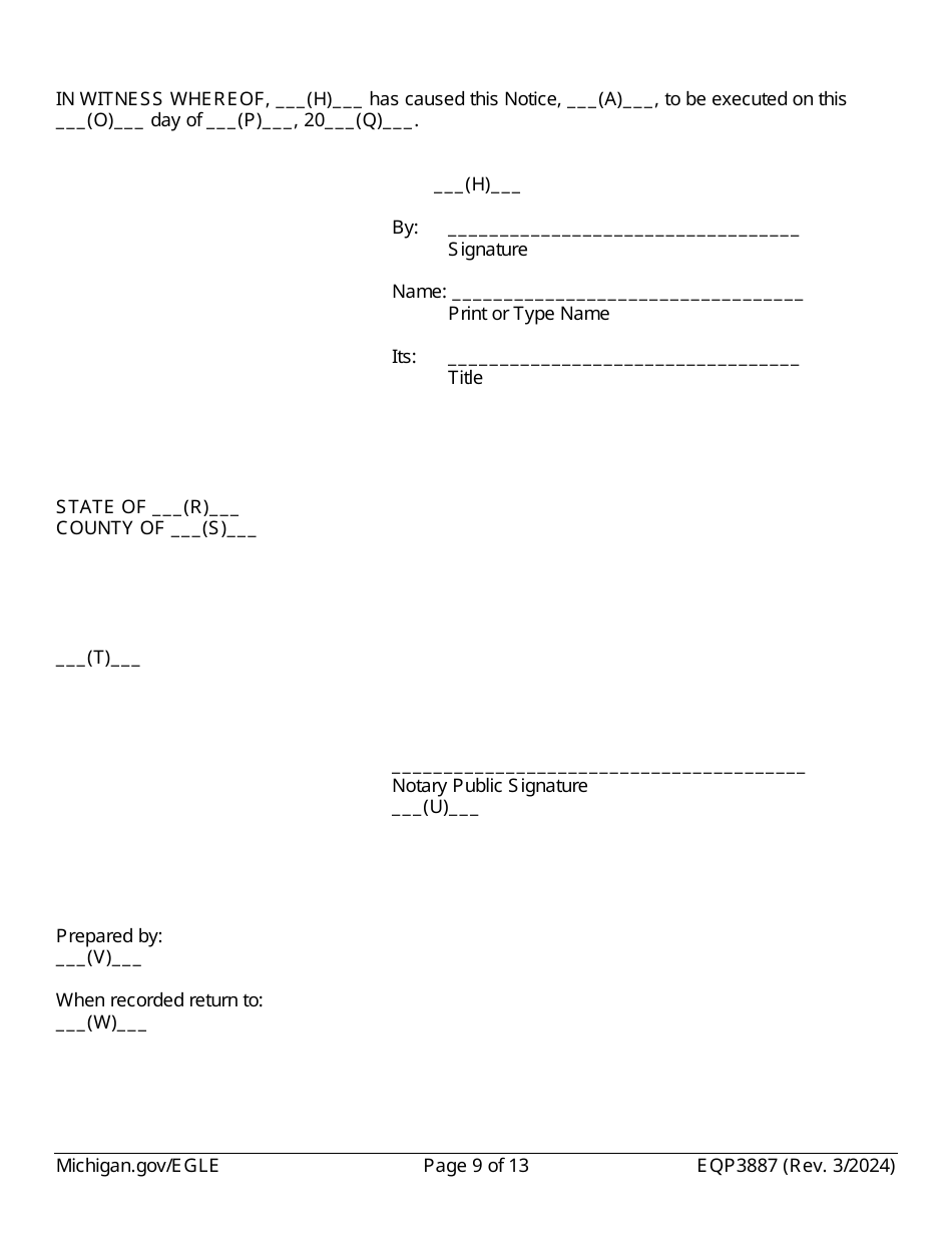 Form EQP3887 Notice of Aesthetic Impact Under Part 213 - Michigan, Page 9