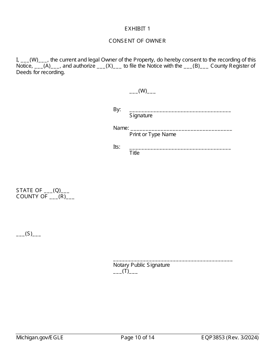 Form EQP3853 Notice of Corrective Action Under Part 213 - Michigan, Page 10