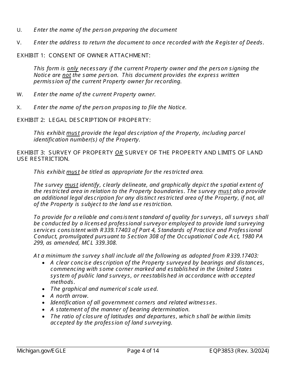 Form EQP3853 Notice of Corrective Action Under Part 213 - Michigan, Page 4