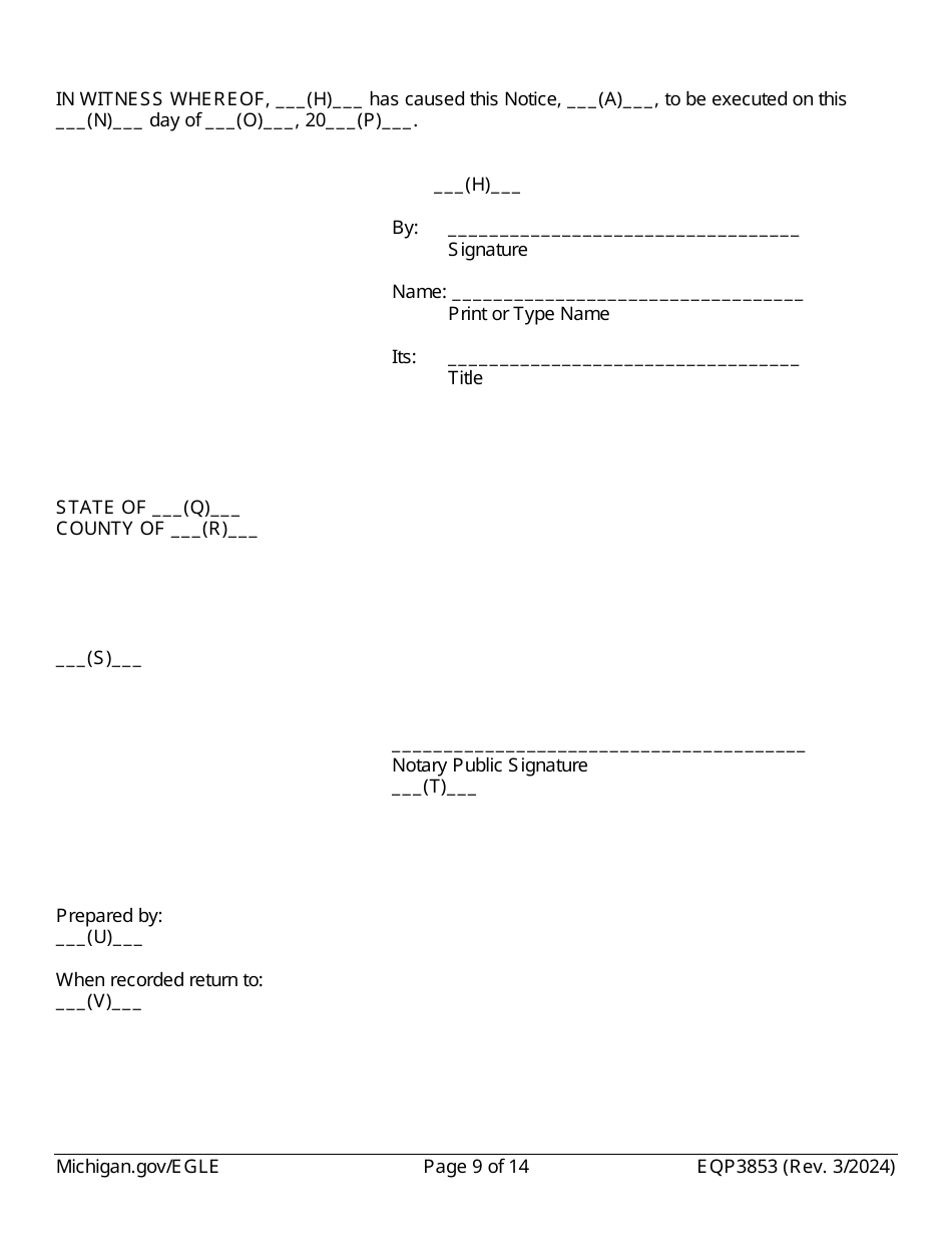 Form EQP3853 Notice of Corrective Action Under Part 213 - Michigan, Page 9