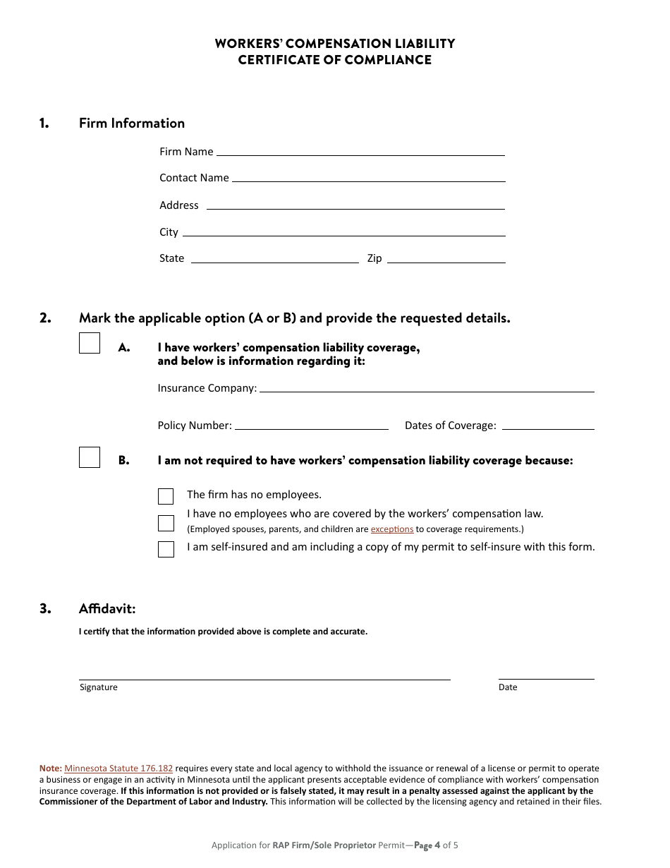 Application for Minnesota Rap Firm or Rap Sole Proprietor Permit - Minnesota, Page 5